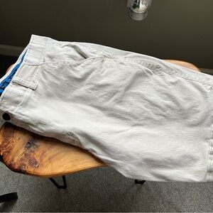 Cream Flat Front Shorts with Elastic Waistband